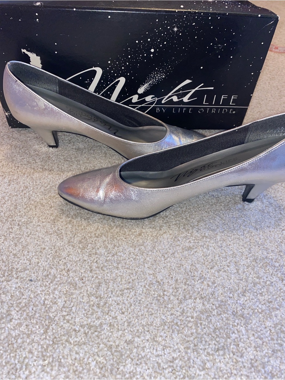 Night Life by Life Stride Vintage 80s Silver High Heels 6.5 AA